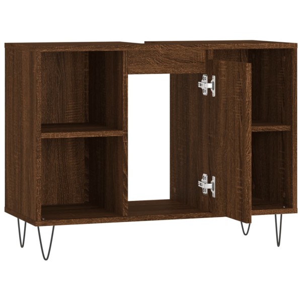 Mueble de baño madera de ingeniería roble marrón 80x33x60 cm