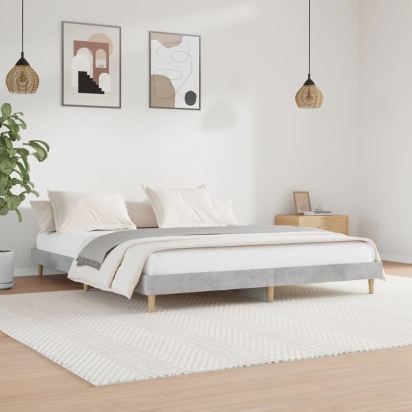 Estructura de cama madera contrachapada gris hormigón 200x200cm