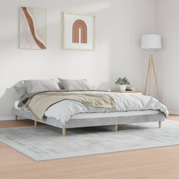 Estructura de cama madera contrachapada gris hormigón 200x200cm