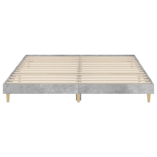 Estructura de cama madera contrachapada gris hormigón 200x200cm