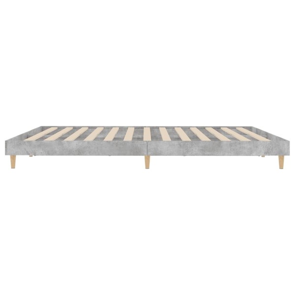 Estructura de cama madera contrachapada gris hormigón 200x200cm