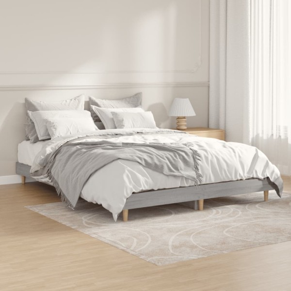 Estructura de cama madera contrachapada gris Sonoma 140x190 cm