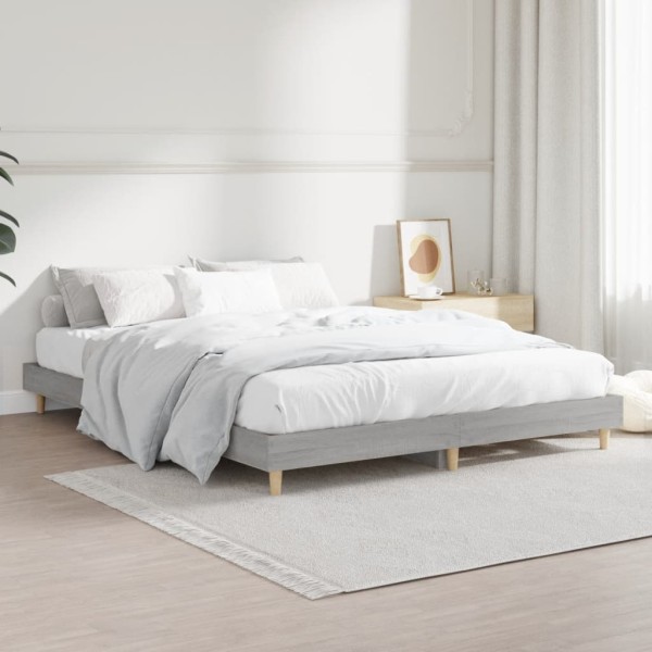 Estructura de cama madera contrachapada gris Sonoma 140x190 cm