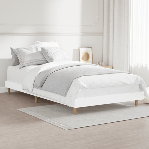 Estructura de cama madera contrachapada blanca 90x200 cm