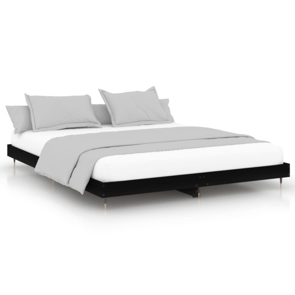 Estructura de cama con LED madera maciza negra 160x200 cm