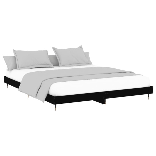 Estructura de cama con LED madera maciza negra 160x200 cm