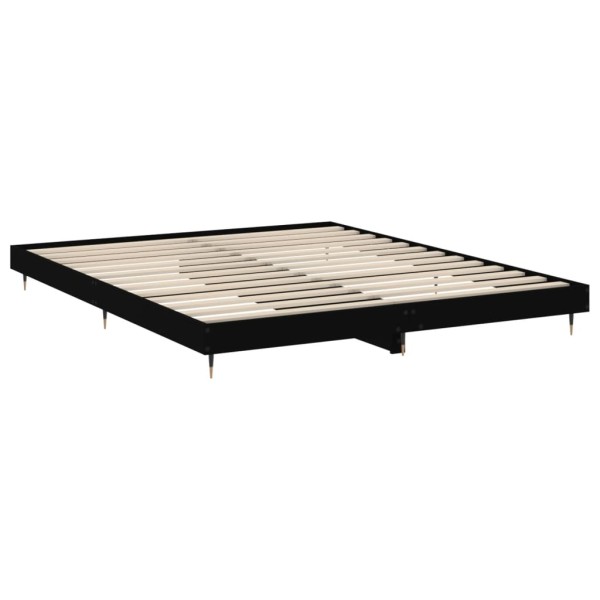 Estructura de cama con LED madera maciza negra 160x200 cm