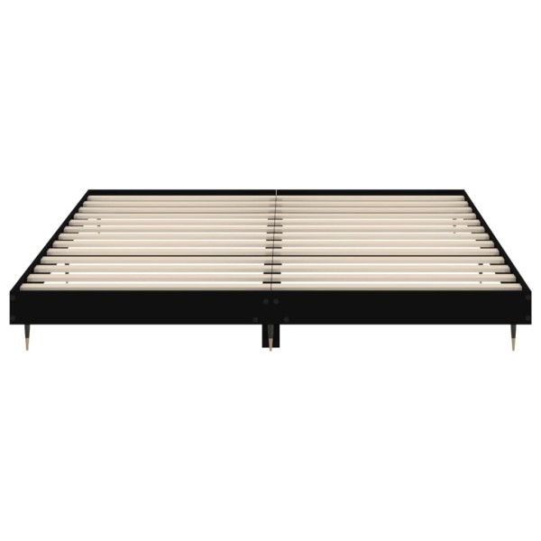 Estructura de cama con LED madera maciza negra 160x200 cm