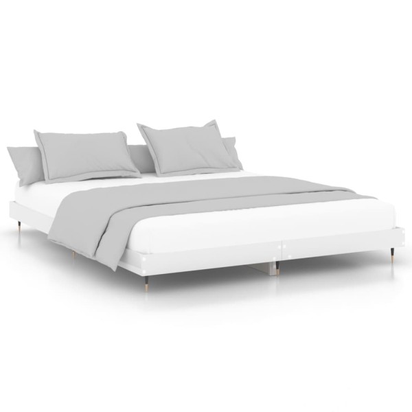 Estructura de cama madera contrachapada blanco brillo 200x200cm