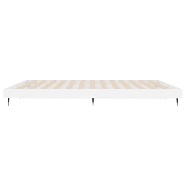 Estructura de cama madera contrachapada blanco brillo 200x200cm