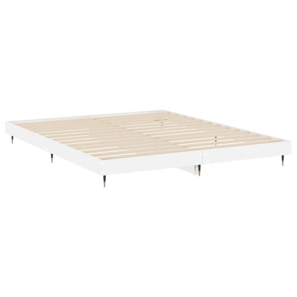 Estructura de cama madera contrachapada blanco brillo 120x200cm