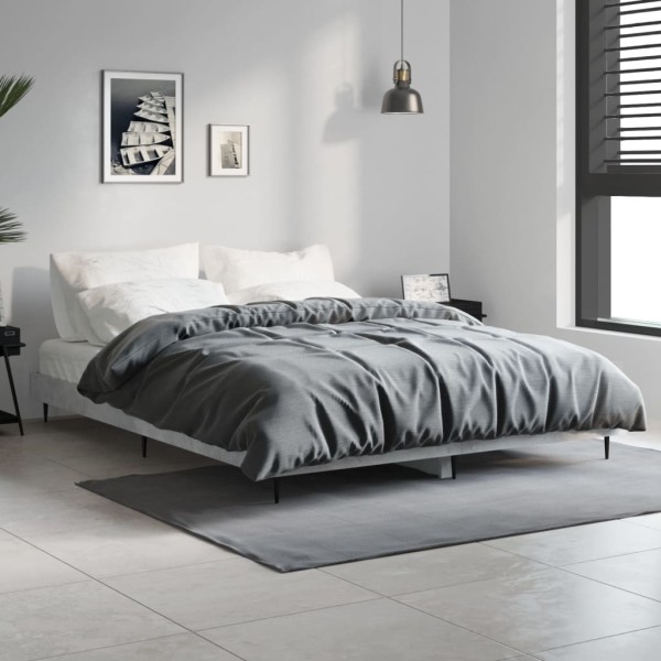 Estructura de cama madera contrachapada gris hormigón 140x190cm