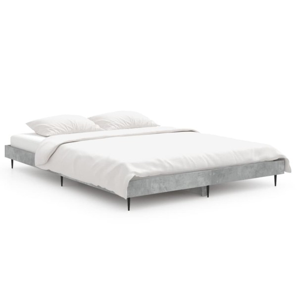 Estructura de cama madera contrachapada gris hormigón 140x190cm