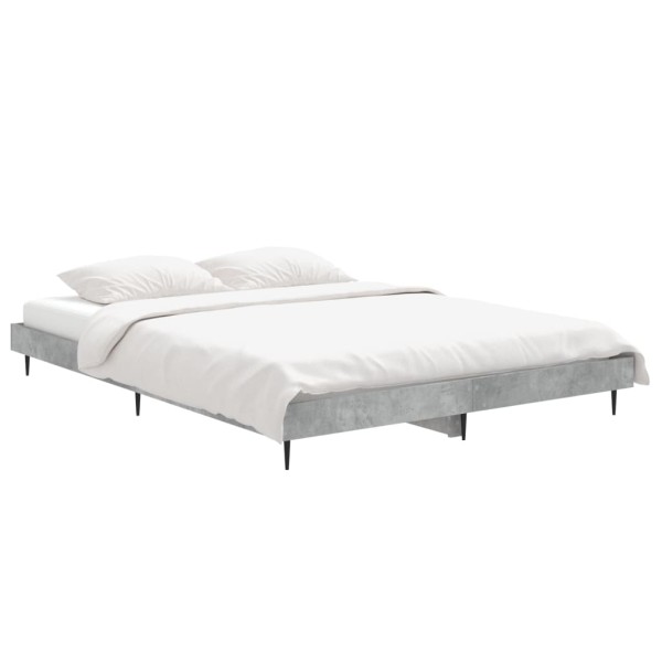 Estructura de cama madera contrachapada gris hormigón 140x190cm