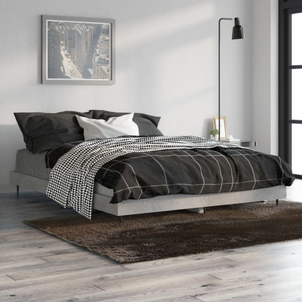 Estructura de cama madera contrachapada gris hormigón 140x190cm