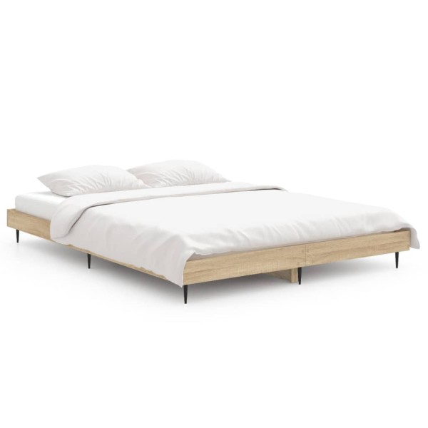 Estructura de cama madera contrachapada roble Sonoma 135x190 cm