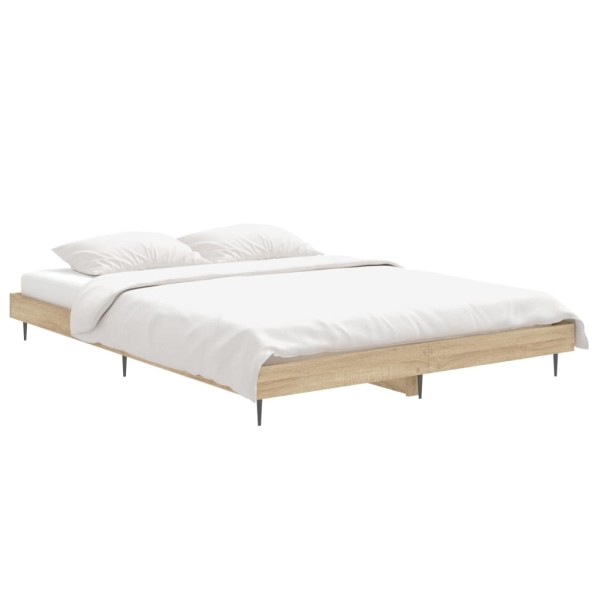 Estructura de cama madera contrachapada roble Sonoma 135x190 cm