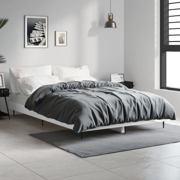 Estructura de cama madera contrachapada blanco brillo 120x190cm