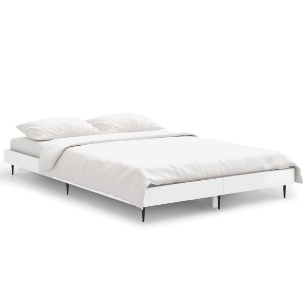 Estructura de cama madera contrachapada blanco brillo 120x190cm