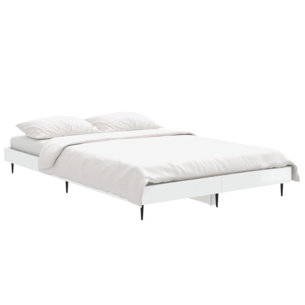 Estructura de cama madera contrachapada blanco brillo 120x190cm