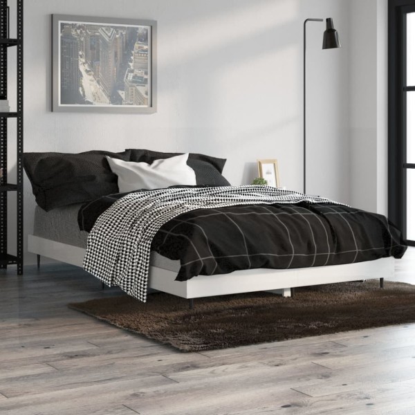 Estructura de cama madera contrachapada blanco brillo 120x190cm