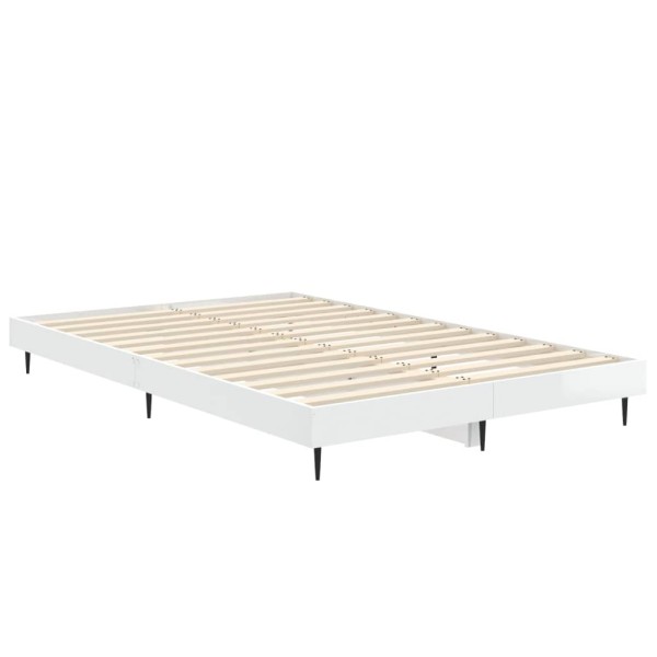 Estructura de cama madera contrachapada blanco brillo 120x190cm