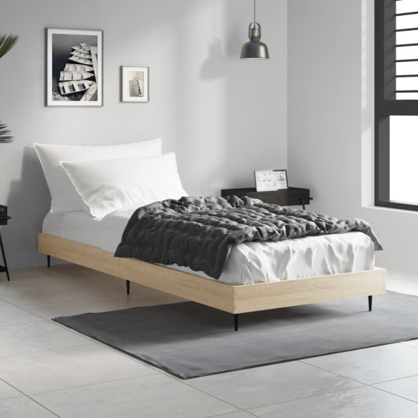 Estructura de cama madera contrachapada roble Sonoma 75x190 cm