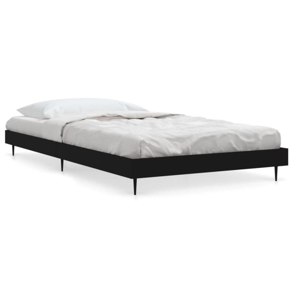 Estructura de cama madera contrachapada negra 100x200 cm