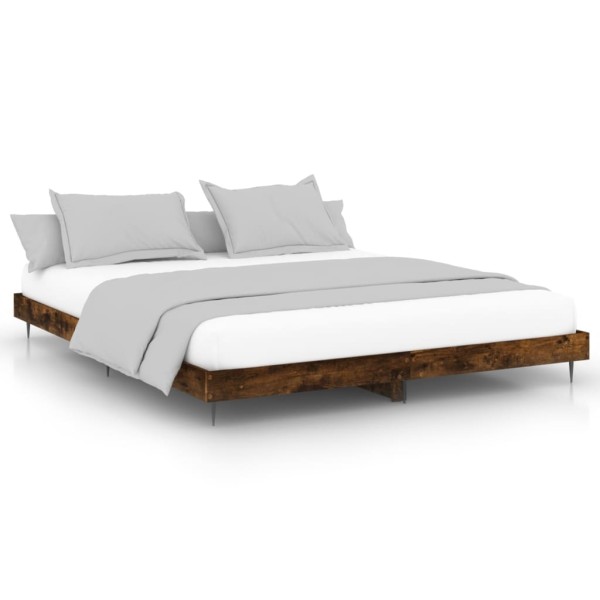 Estructura de cama madera contrachapada roble ahumado 160x200cm