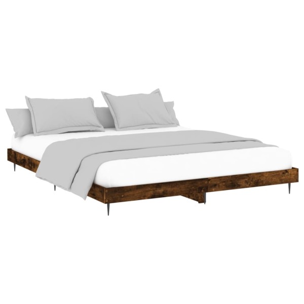 Estructura de cama madera contrachapada roble ahumado 160x200cm