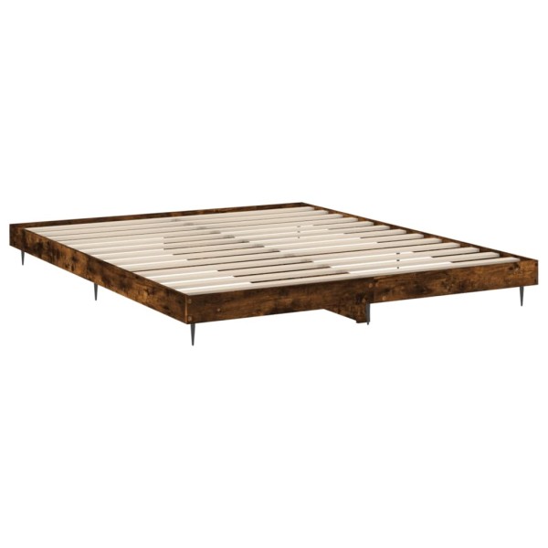 Estructura de cama madera contrachapada roble ahumado 160x200cm