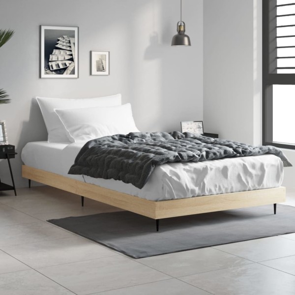 Estructura de cama madera contrachapada roble Sonoma 90x190 cm