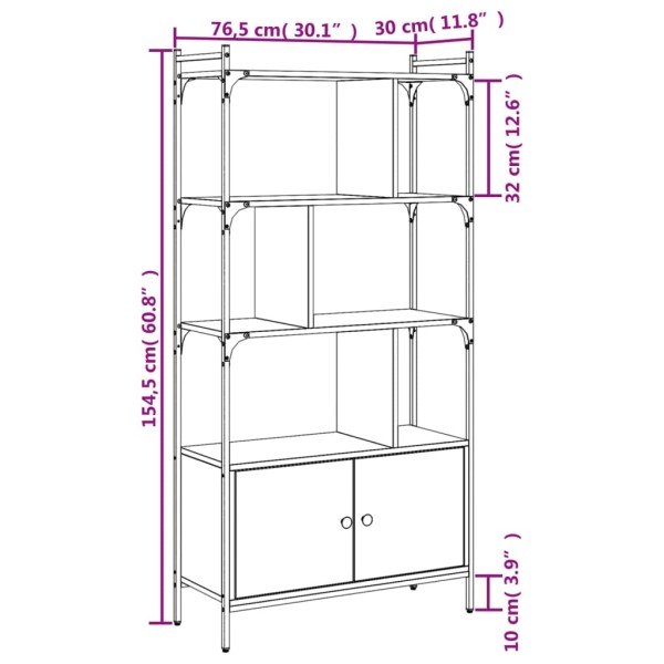 Estantería con puertas madera roble Sonoma 76,5x30x154,5 cm