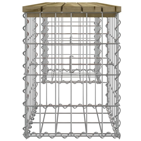 Banco jardín diseño gaviones madera pino impregnada 103x31x42cm