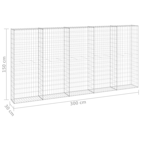 Muro de gaviones con cubiertas acero galvanizado 300x30x150 cm