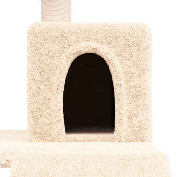 Rascador para gatos con postes de sisal color crema 82 cm