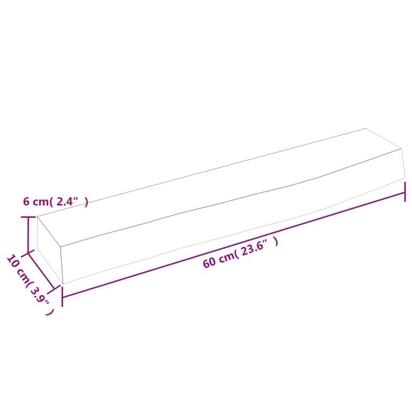 Estante de pared madera de roble tratada marrón claro 60x10x6cm