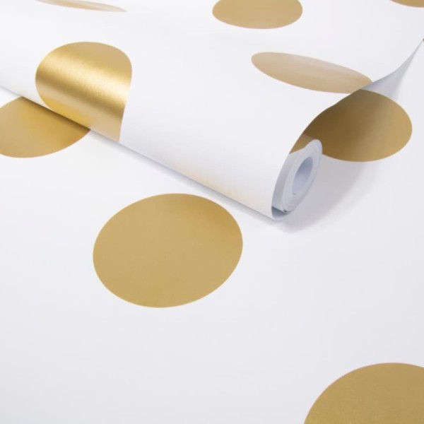 Noordwand Papel de pared Kids @ Home Dotty blanco y dorado