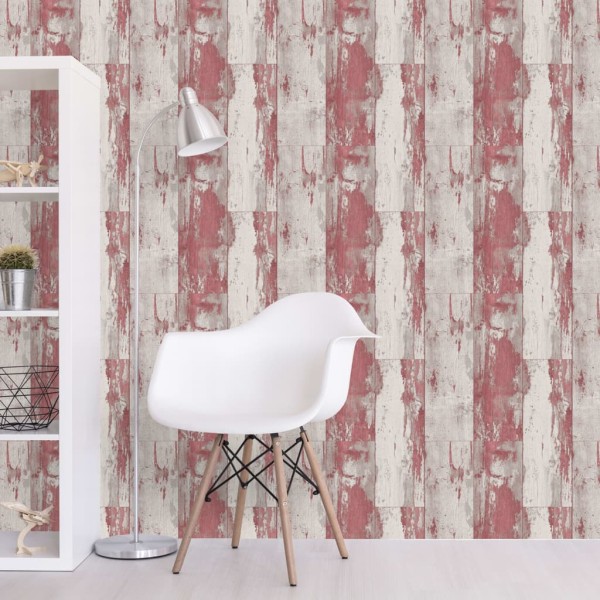 DUTCH WALLCOVERINGS Papel de pared madera rojo y beige