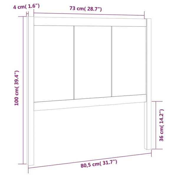 Cabecero de cama madera maciza pino marrón miel 80,5x4x100 cm