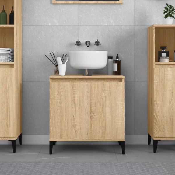 Armario de lavabo madera contrachapada roble Sonoma 58x33x60 cm