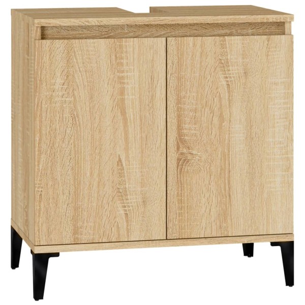 Armario de lavabo madera contrachapada roble Sonoma 58x33x60 cm