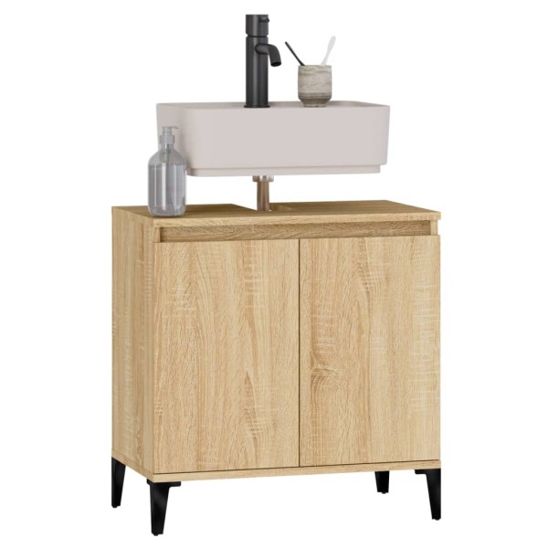 Armario de lavabo madera contrachapada roble Sonoma 58x33x60 cm