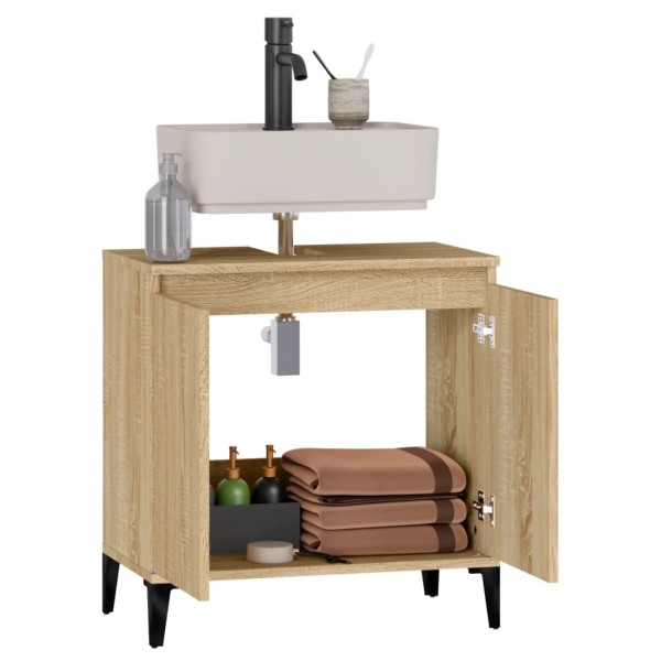 Armario de lavabo madera contrachapada roble Sonoma 58x33x60 cm