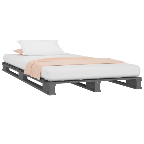 Cama de palets madera maciza de pino gris 90x200 cm