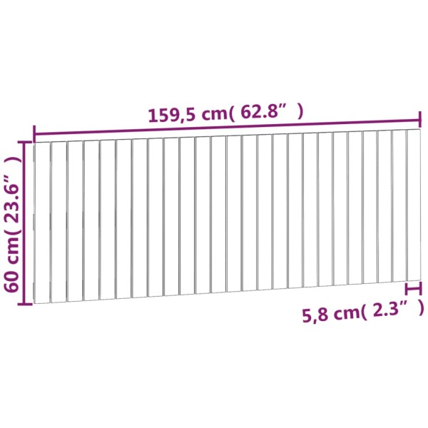 Cabecero de cama pared madera maciza pino blanco 159,5x3x60 cm