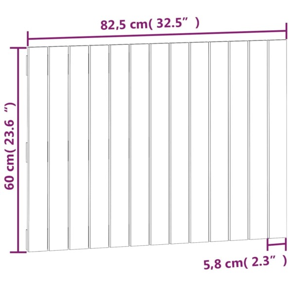 Cabecero cama pared madera maciza pino marrón miel 82,5x3x60 cm