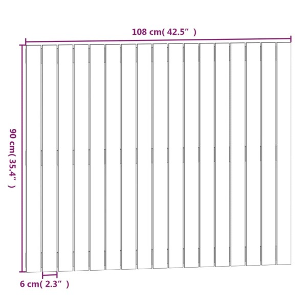 Cabecero de cama de pared madera maciza pino gris 108x3x90 cm