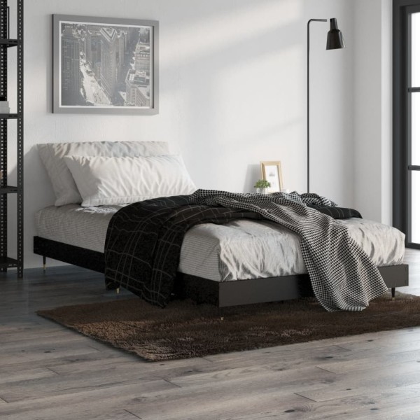 Estructura de cama madera contrachapada negra 90x190 cm