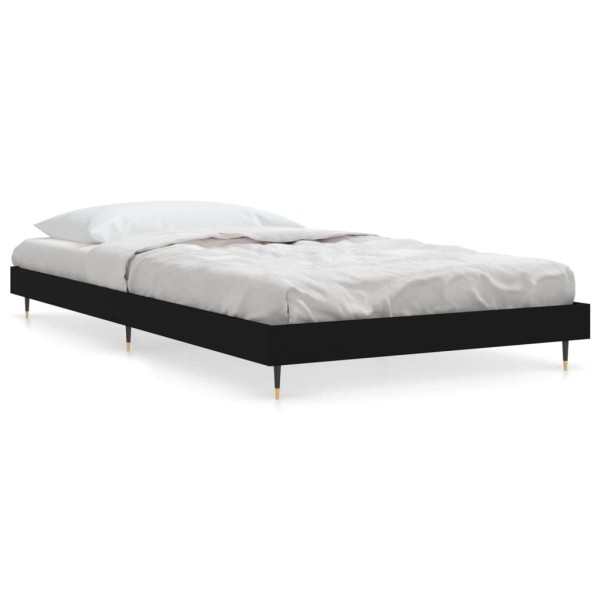 Estructura de cama madera contrachapada negra 90x190 cm